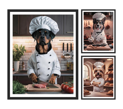 Personalized Chef Pet Portrait, Custom Dog or Cat Painting