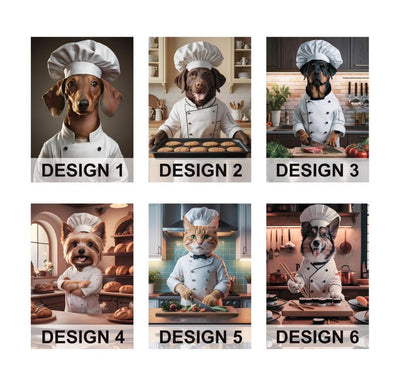 Personalized Chef Pet Portrait, Custom Dog or Cat Painting