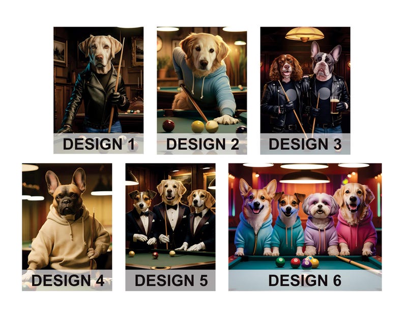 Custom Billiard Player Pet Portrait, Personalized Dog or Cat Painting