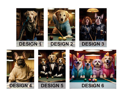 Custom Billiard Player Pet Portrait, Personalized Dog or Cat Painting
