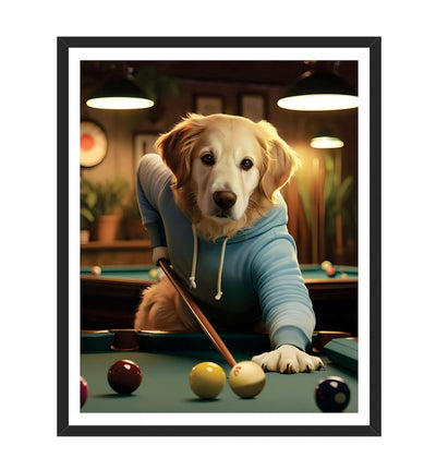 Custom Billiard Player Pet Portrait, Personalized Dog or Cat Painting