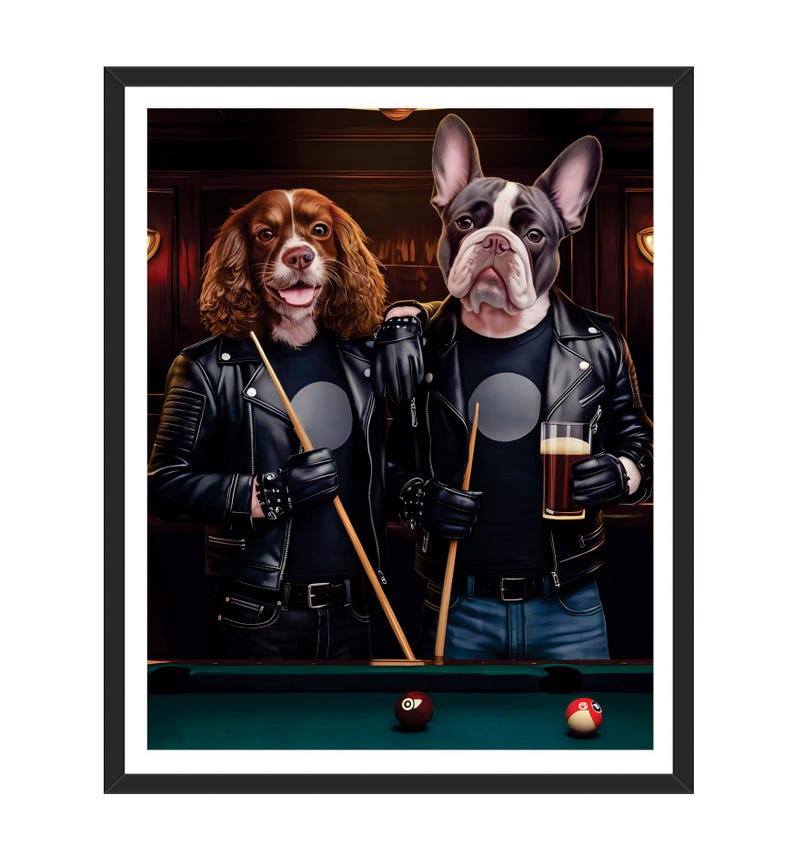 Custom Billiard Player Pet Portrait, Personalized Dog or Cat Painting