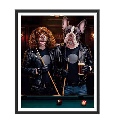Custom Billiard Player Pet Portrait, Personalized Dog or Cat Painting