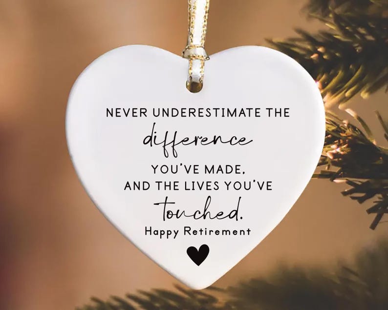 Never Underestimate the Difference You Made Ornament, Personalized Retirement Gift, Ceramic Appreciation Keepsake, Employee Thank You Gift