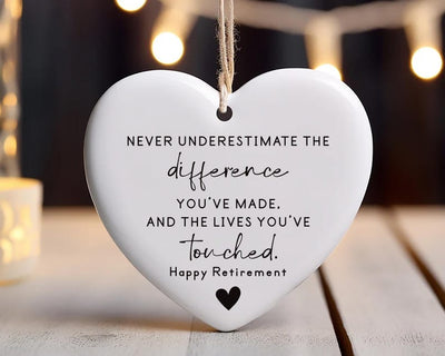 Never Underestimate the Difference You Made Ornament, Personalized Retirement Gift, Ceramic Appreciation Keepsake, Employee Thank You Gift