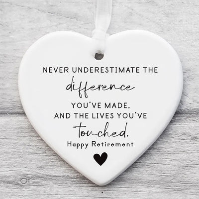 Never Underestimate the Difference You Made Ornament, Personalized Retirement Gift, Ceramic Appreciation Keepsake, Employee Thank You Gift
