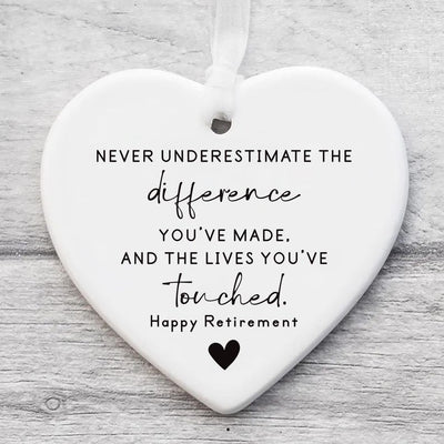 Never Underestimate the Difference You Made Ornament, Personalized Retirement Gift, Ceramic Appreciation Keepsake, Employee Thank You Gift