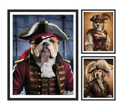 Custom Pirate Dog Portrait from Photo, Personalized Pet Painting Gift for Dog Dad