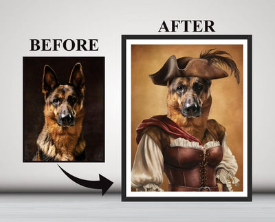 Custom Pirate Dog Portrait from Photo, Personalized Pet Painting Gift for Dog Dad