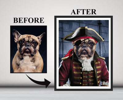 Custom Pirate Dog Portrait from Photo, Personalized Pet Painting Gift for Dog Dad