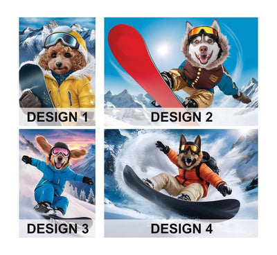 Custom Snowboarding Pet Portrait Artwork, Personalized Dog or Cat Painting