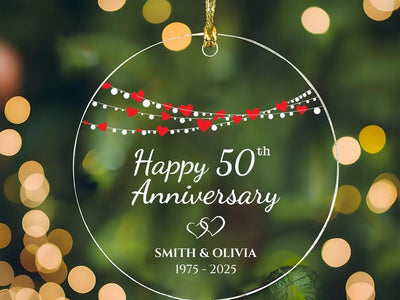 Wedding Anniversary Ornament, Personalized Wedding Acrylic Ornament, Custom Valentine's Day Ornament, Anniversary Gift, Couples Gift