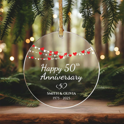 Wedding Anniversary Ornament, Personalized Wedding Acrylic Ornament, Custom Valentine's Day Ornament, Anniversary Gift, Couples Gift