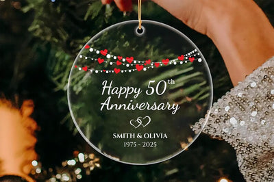 Wedding Anniversary Ornament, Personalized Wedding Acrylic Ornament, Custom Valentine's Day Ornament, Anniversary Gift, Couples Gift