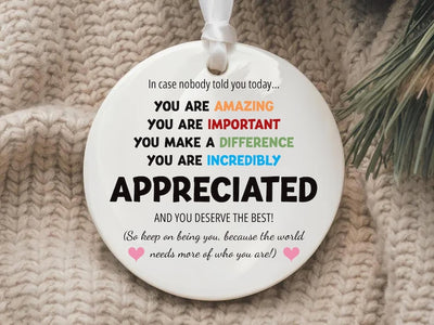 You Are Incredibly Appreciated Ornament, Affirmations Ceramic Keepsake, In Case No One Told You Today, Office Appreciation Thank You Gift
