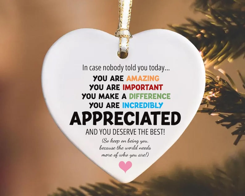 You Are Incredibly Appreciated Ornament, Affirmations Ceramic Keepsake, In Case No One Told You Today, Office Appreciation Thank You Gift