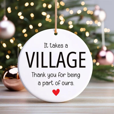 It Takes a Village Ornament, Thank You Ceramic Keepsake, Child Care Worker Gift, Helper Appreciation Gift