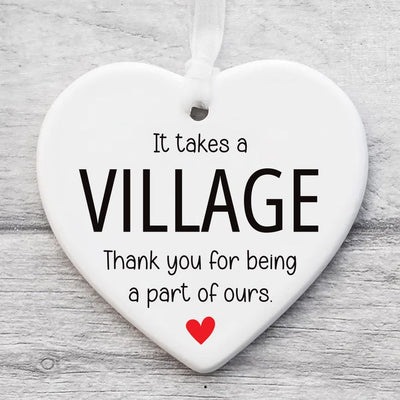 It Takes a Village Ornament, Thank You Ceramic Keepsake, Child Care Worker Gift, Helper Appreciation Gift,Thank You for Being a Part of Ours