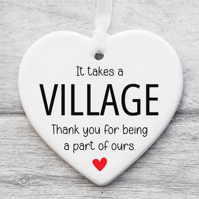 It Takes a Village Ornament, Thank You Ceramic Keepsake, Child Care Worker Gift, Helper Appreciation Gift