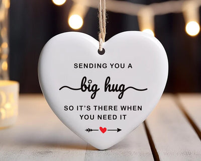 Thinking of You Ornament, Sending You a Big Hug Ceramic Keepsake, Long Distance Missing You Gift, Stay Strong, Housewarming Gift For Friends