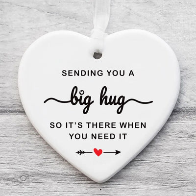 Thinking of You Ornament, Sending You a Big Hug Ceramic Keepsake, Long Distance Missing You Gift, Stay Strong, Housewarming Gift For Friends
