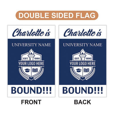 Personalized College Bound Garden Flag, Double Sided Custom University, College Logo, Class of 2025 Flag, School Graduation 2025 Yard Sign