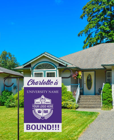 Personalized College Bound Garden Flag, Double Sided Custom University, College Logo, Class of 2025 Flag, School Graduation 2025 Yard Sign