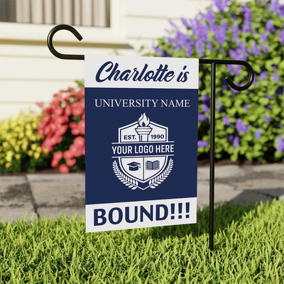 Personalized College Bound Garden Flag, Double Sided Custom University, College Logo, Class of 2025 Flag, School Graduation 2025 Yard Sign