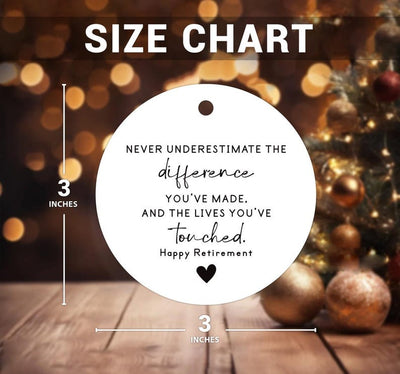 Never Underestimate the Difference You Made Ornament, Personalized Retirement Gift, Ceramic Appreciation Keepsake, Employee Thank You Gift