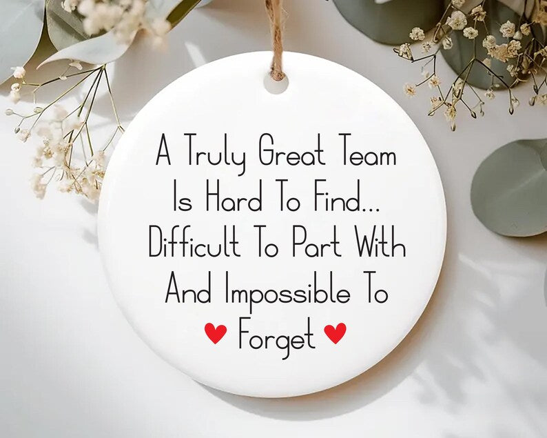 Leaving Gift Ornament, Personalized Goodbye Keepsake, Work Colleague Leaving Gift, Retirement Ceramic Ornament, Coworker Appreciation Gift