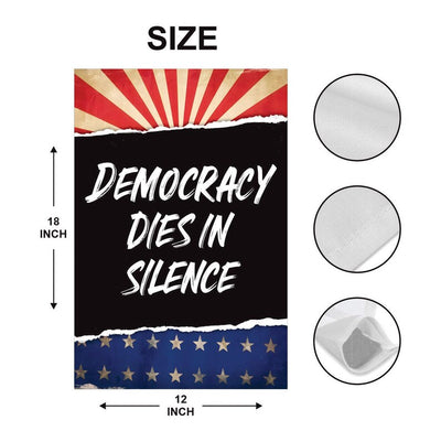 Democracy Dies in Silence Garden Flag, Double Sided, Resist Hate, Anti-Trump, Pro Women's Rights, Resist Racism Flag, Resist Fascism Flag
