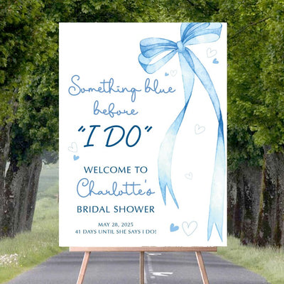 Something Blue Before I Do Welcome Sign, Blue Bow Bridal Shower Sign