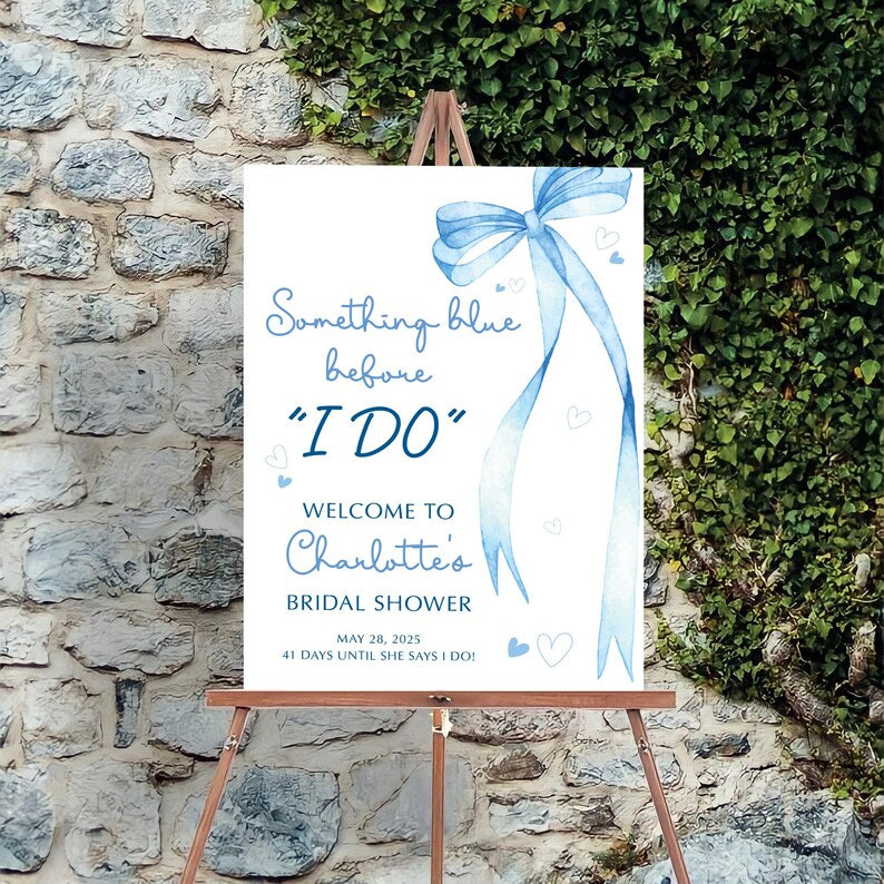 Something Blue Before I Do Welcome Sign, Blue Bow Bridal Shower Sign