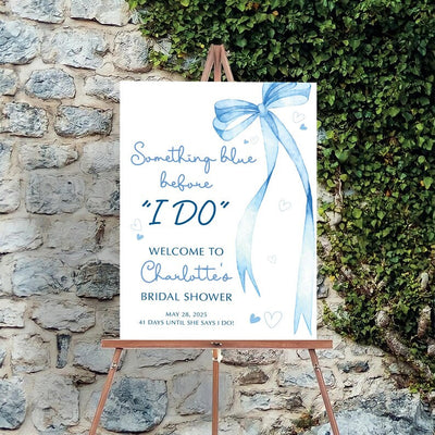 Something Blue Before I Do Welcome Sign, Blue Bow Bridal Shower Sign