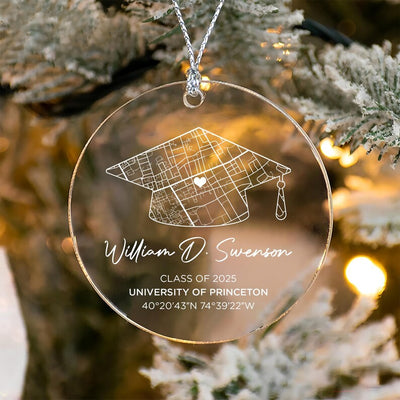Personalized Campus Map Acrylic Ornament, Custom University Graduation Keepsake, Class of 2025 Gift, College Graduate Memory, School Map