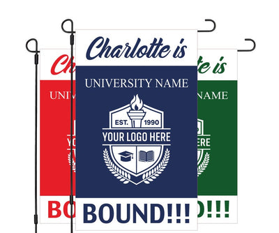 Personalized College Bound Garden Flag, Double Sided Custom University, College Logo, Class of 2025 Flag, School Graduation 2025 Yard Sign