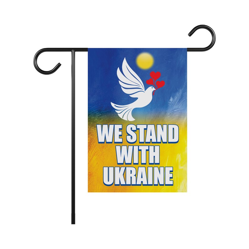 Stand With Ukraine Garden Flag, 12x18 Inch Double Sided, We Stand With Ukraine Flag, Support Ukraine, Ukrainian Flag, Trump Won Flag
