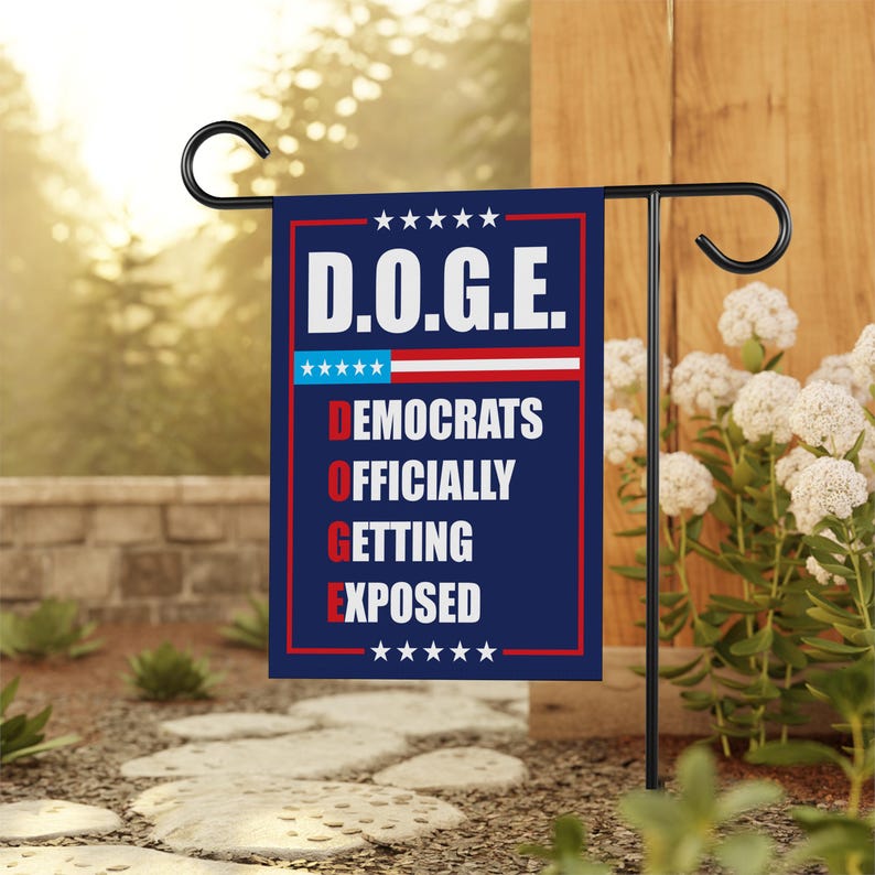 Beware of DOGE Garden Flag, 12x18 Inch Double Sided, Trump Won Get Over It Lawn Flag, 45 47 President Donald Trump Flag, Trump Won Flag