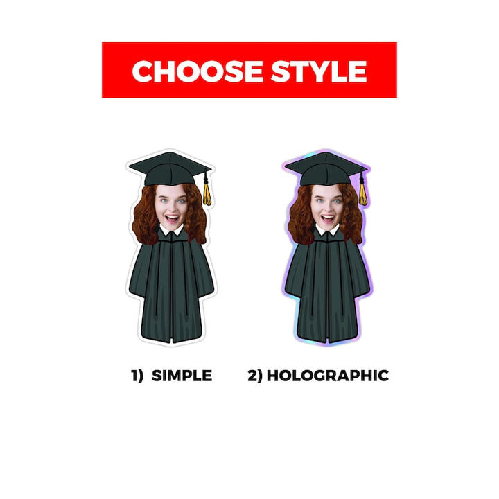 Custom Face Graduation Vinyl Sticker, High School Senior Grad Decal, College Graduate Stickers