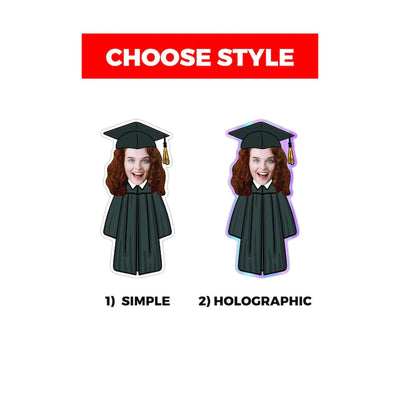 Custom Face Graduation Vinyl Sticker, High School Senior Grad Decal, College Graduate Stickers
