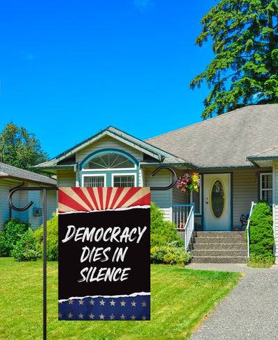 Democracy Dies in Silence Garden Flag, Double Sided, Resist Hate, Anti-Trump, Pro Women's Rights, Resist Racism Flag, Resist Fascism Flag