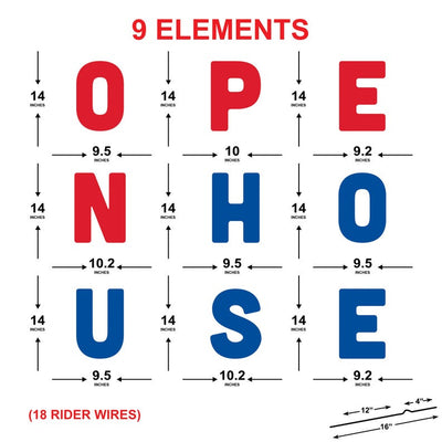 OPEN HOUSE Yard Sign Cutout Letters, Weather-Proof Corrugated Plastic Outdoor Lawn Signs, Open House Yard Signs Decor with Metal Stakes
