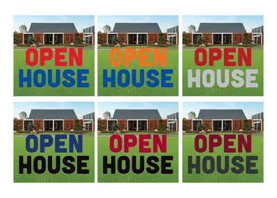 OPEN HOUSE Yard Sign Cutout Letters, Weather-Proof Corrugated Plastic Outdoor Lawn Signs, Open House Yard Signs Decor with Metal Stakes