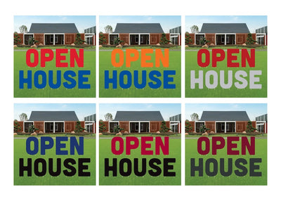 OPEN HOUSE Yard Sign Cutout Letters, Weather-Proof Corrugated Plastic Outdoor Lawn Signs, Open House Yard Signs Decor with Metal Stakes