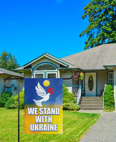 Stand With Ukraine Garden Flag, 12x18 Inch Double Sided, We Stand With Ukraine Flag, Support Ukraine, Ukrainian Flag, Trump Won Flag