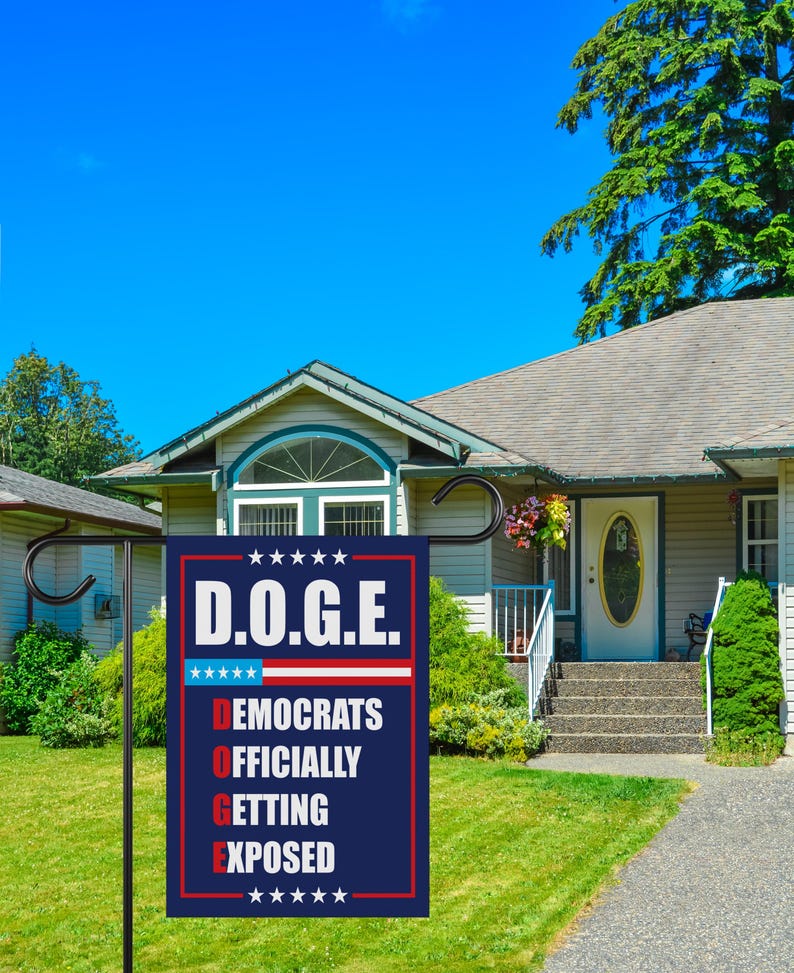 Beware of DOGE Garden Flag, 12x18 Inch Double Sided, Trump Won Get Over It Lawn Flag, 45 47 President Donald Trump Flag, Trump Won Flag