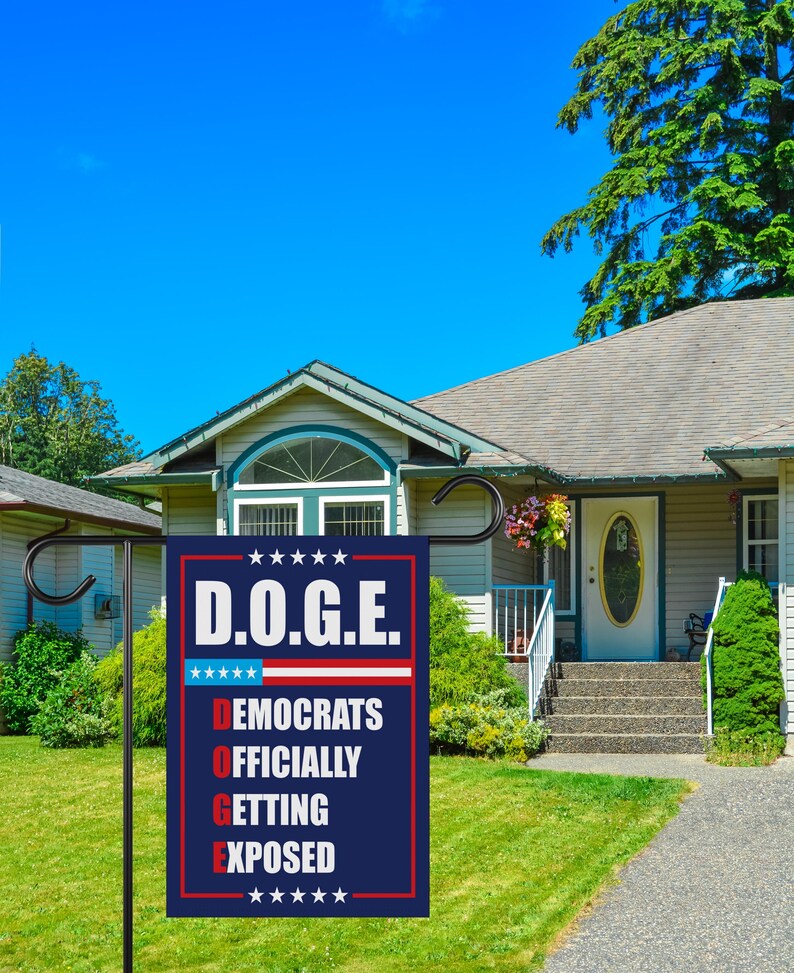 Beware of DOGE Garden Flag, 12x18 Inch Double Sided, Trump Won Get Over It Lawn Flag, 45 47 President Donald Trump Flag, Trump Won Flag