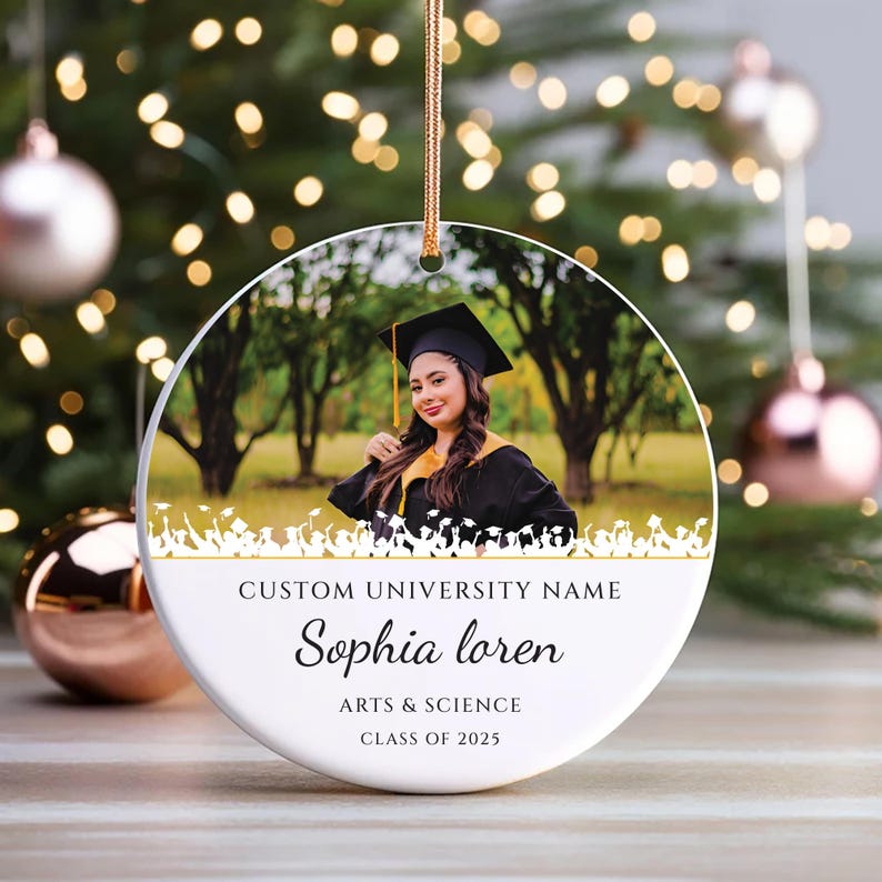 Personalized Graduation Ornament, Graduate Crystal Keepsake, Class of 2025 Gift, Congrats Ornament, Graduation Cap Decor, Senior Gift Idea (Copy)