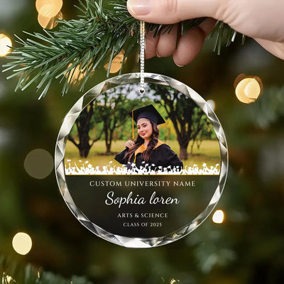 Personalized Graduation Ornament, Graduate Crystal Keepsake, Class of 2025 Gift, Congrats Ornament, Graduation Cap Decor, Senior Gift Idea