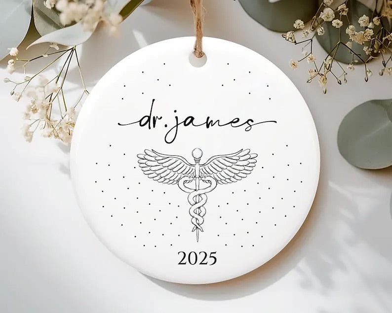 Personalized Doctor Graduation Ornament, New Doctor Ceramic Keepsake, Medical School Grad Gift, Med School Graduate Gift for Her, 2025 Decor